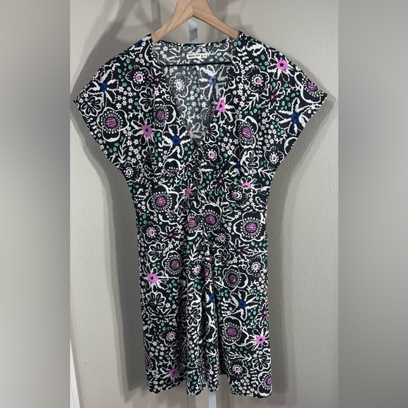 Marine Layer Camila Mini Dress Black Floral Hemp Tencel Size Medium - Picture 2 of 11